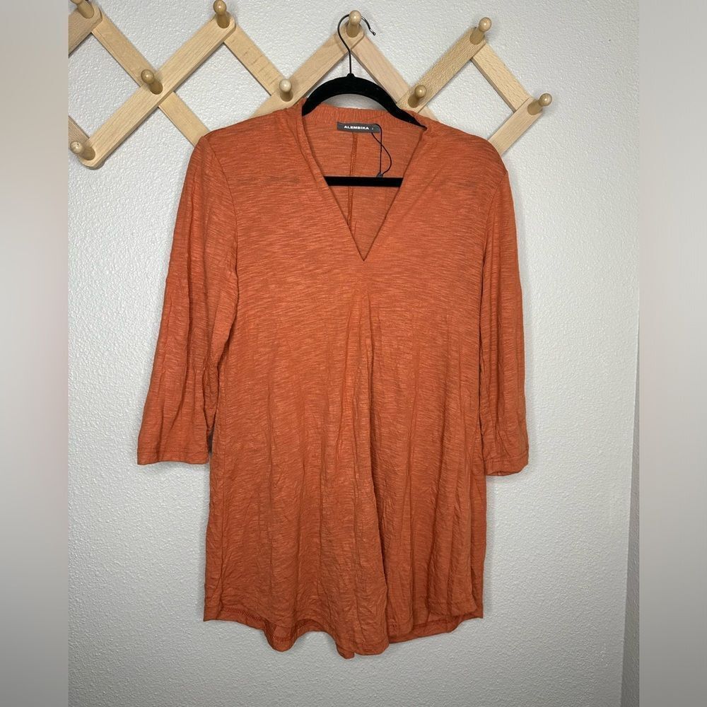 Alembika V neck Orange Blouse Sz 2